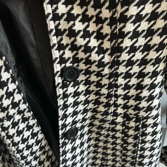 NEW Jou Jou Houndstooth Coat Black White Belted Juniors L / XL - Picture 8 of 14